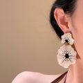 Alloy Enamel Ginkgo Flower Pendant Drop Earrings Vintage Ethnic Steel Needle Stud Style view 3