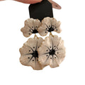 Alloy Enamel Ginkgo Flower Pendant Drop Earrings Vintage Ethnic Steel Needle Stud Style view 5