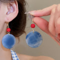 Frosted Acrylic Geometric Round Tassel Pendant Drop Earrings Vintage Court Style Ear Hooks view 1