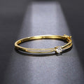 European Style Women's Cross Design Bangle With Round Zircon Elegant Niche Bracelet Jewelry view 3