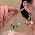 Resort Style Faux Pearl Round Tassel Drop Earrings With Silver Pins For Women view 4