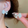 Alloy Bow Stud Earrings With Rhinestone Accents, Sweet Minimalist Light Luxury Style view 1