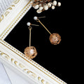 Gold Bar Pearl Look Top and Wire Nest Ball Earrings view 2