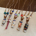 Retro Ethnic Ceramic Wood Bead Koi Fish Starfish Pendant Sweater Necklace view 3