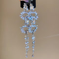 Light Luxury Irregular Teardrop Zircon Tassel Drop Earrings With Silver Posts For Women view 2