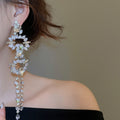 Light Luxury Irregular Teardrop Zircon Tassel Drop Earrings With Silver Posts For Women view 3