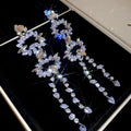 Light Luxury Irregular Teardrop Zircon Tassel Drop Earrings With Silver Posts For Women view 4