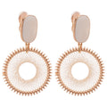 French Court Style Copper Dreamcatcher Pattern Round Hoop Earrings Geometric Clip On Ear Jewelry view 5