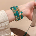 New Chinese Style Glass Crystal Geometric Round Beaded Bracelet Four Piece Women's Jewelry view 3