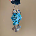 Shell Koi Fish Tassel Long Hook Drop Earrings Beach Resort Light Luxury Jewelry view 2