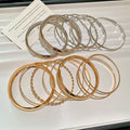 European American Glossy Textured Metal Bangle 8 Piece Fashion Versatile Round Bracelet For Women view 4
