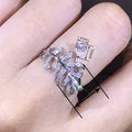 Women's Teardrop Ring With Feather Leaf Shape Elegant Light Luxury Fresh Style Jewelry view 4