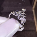 Women's Teardrop Ring With Feather Leaf Shape Elegant Light Luxury Fresh Style Jewelry view 3