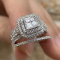 European American Light Luxury Women's Couple Rings Square Chunky Geometric Wedding Jewelry view 1