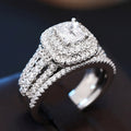European American Light Luxury Women's Couple Rings Square Chunky Geometric Wedding Jewelry view 3