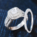 European American Light Luxury Women's Couple Rings Square Chunky Geometric Wedding Jewelry view 2