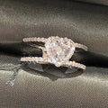 Women's Double Layer Heart Ring, Princess Light Luxury Elegant Lady Style Finger Jewelry view 2