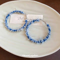Denim Fabric C Shape Hoop Earrings With Silver Pins Geometric Minimalist Fashion Design view 4