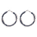 Denim Fabric C Shape Hoop Earrings With Silver Pins Geometric Minimalist Fashion Design view 5