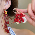 Silver Needle Acrylic Shell Coral Round Bead Tassel Drop Earrings For Beach Vacation Style Women view 2