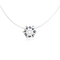 Clear Round Crystal Invisible-Line Necklace with Six-Prong Setting view 1