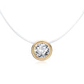 Clear Round Crystal Bezel Invisible-Line Necklaces in Gold or Silver Tone view 2