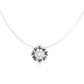 Clear Round Crystal Invisible-Line Necklace with Silver Tone Setting view 1