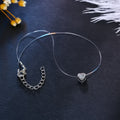 Silver Tone Bezel Heart Crystal Invisible-Line Pendant Necklace view 2