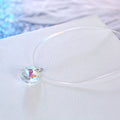 Iridescent Round Crystal Invisible-Line Necklace with Silver Tone Loop view 2