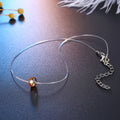 Amber Faceted Barrel Crystal Invisible-Line Necklace with Silver Tone Findings view 2
