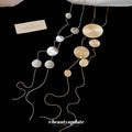 Alloy Round Glossy Tassel Pendant Sweater Necklace, Minimalist Geometric Collarbone Chain view 4