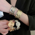 European American Metal Wrinkle Texture Spiral Flower Open Bangle Fashion Niche Design view 4