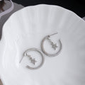 Light Luxury Alloy Rhinestone Hoop With Five-Point Star Chain Pendant Elegant Fashion Earrings view 4