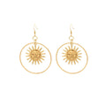 Vintage Gold Alloy Sun Face Geometric Circle Hoop Drop Statement Bohemian Light Luxury Women's Earrings view 5