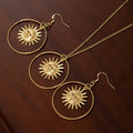 Vintage Gold Alloy Sun Face Geometric Circle Hoop Drop Statement Bohemian Light Luxury Women's Earrings view 2