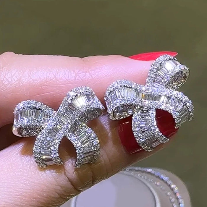 Korean Style Butterfly Stud Earrings For Women Sweet Micro Inlaid Zircon Fashion Accessories