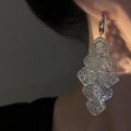 Light Luxury Metal Diamond Hollow Tassel Drop Earrings With Geometric Rhombus Design view 4