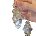 Light Luxury Metal Diamond Hollow Tassel Drop Earrings With Geometric Rhombus Design view 5