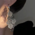 Light Luxury Metal Diamond Hollow Tassel Drop Earrings With Geometric Rhombus Design view 2