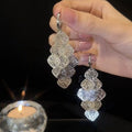 Light Luxury Metal Diamond Hollow Tassel Drop Earrings With Geometric Rhombus Design view 3