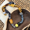 Ethnic Style Printed Fabric Acrylic Wood Bead Heart Pendant Necklace With Geometric Round Charm view 2