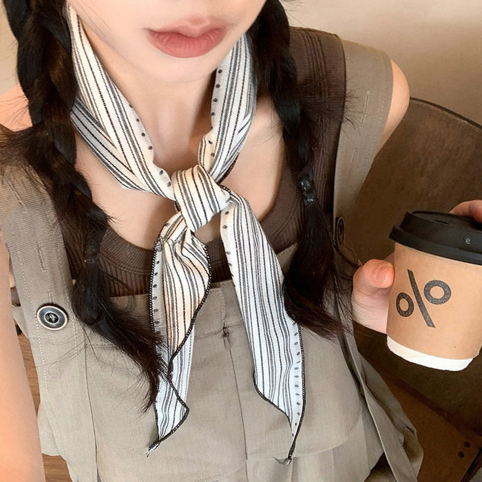 Vintage Ethnic Striped Fabric Triangle Scarf Necklace Geometric Line Choker For Women