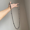 Dark Gothic Iron Crystal Geometric Round Beaded Multilayer Choker Necklace view 2