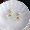 Elegant Summer Iridescent Resin Flower Drop With Pearl Studs And Alloy Love Charm Earrings view 4