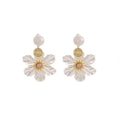Elegant Summer Iridescent Resin Flower Drop With Pearl Studs And Alloy Love Charm Earrings view 5