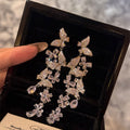 Light Luxury Alloy Rhinestone Bow Tassel Drop Earrings With Silver Posts view 3
