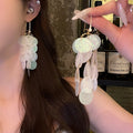 Copper Zircon Geometric Round Sequin Tassel Drop Earrings Light Luxury Beach Style view 3