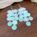 Copper Zircon Geometric Round Sequin Tassel Drop Earrings Light Luxury Beach Style view 4