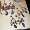 Light Luxury Glass Rhinestone Butterfly Flower Teardrop Drop Earrings For Women view 1
