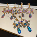Light Luxury Glass Rhinestone Butterfly Flower Teardrop Drop Earrings For Women view 3